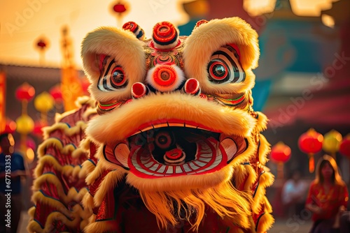 Chinese lion performing during Chinese New Year © niknazrul