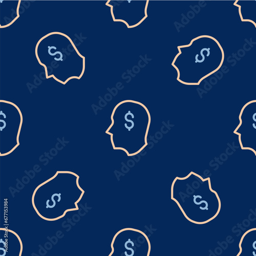 Line Lucky player icon isolated seamless pattern on blue background. Vector