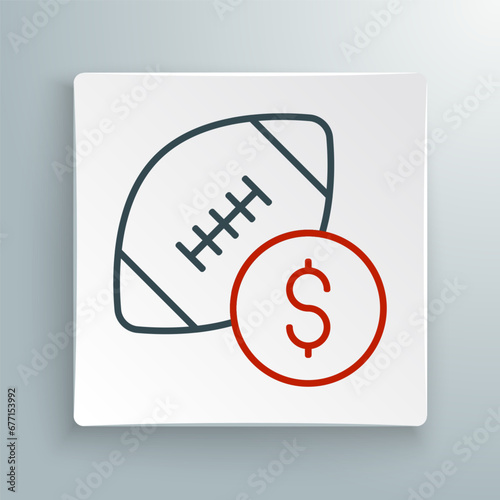 Line American football betting money icon isolated on white background. Football bet bookmaker. Soccer betting online make money. Colorful outline concept. Vector