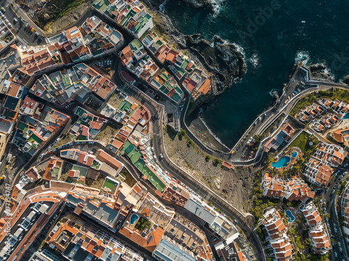 colourful cozy village on ocean shore, Puerto de Santiago, Tenerife, Canary © goami