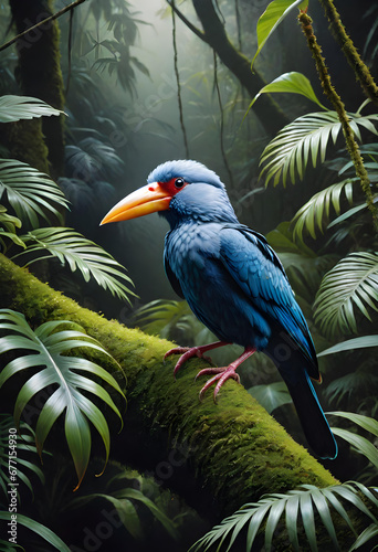 exotic bird ion a jungle. generative ai