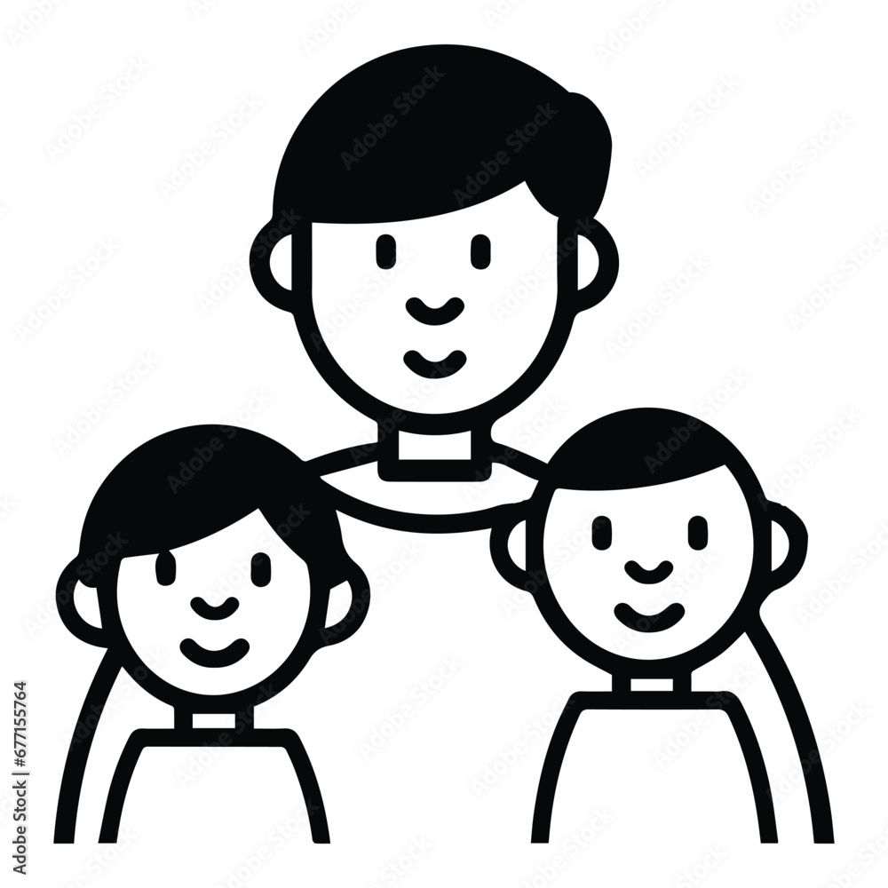 Father With Kids Flat Icon Isolated On White Background Father With Kids Flat Icon Isolated On White Background