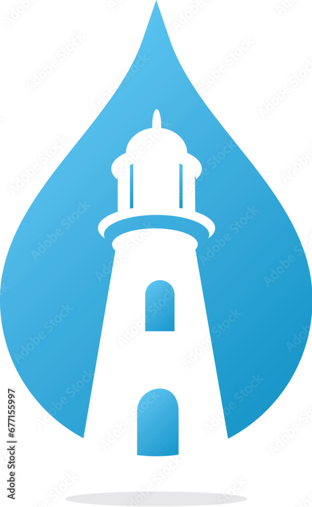 Water drop and lighthouse logo template.
