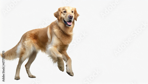 Golden Retriever dog posing on an isolated white background