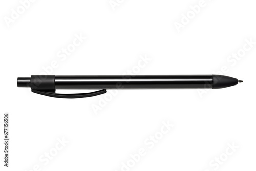 Black ballpoint pen for writing. On an empty background. PNG photo
