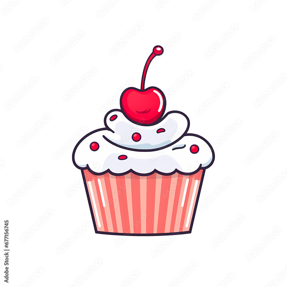 A Flat cupcake with a cherry inside