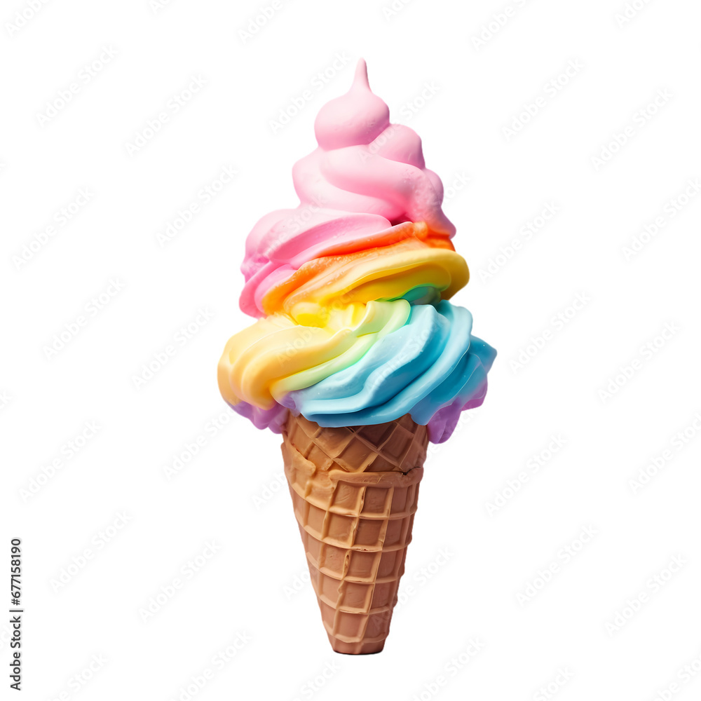 Rainbow ice cream on transparent background Rainbow ice cream on transparent background