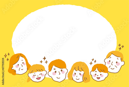 家族　フレーム　三世代　笑顔