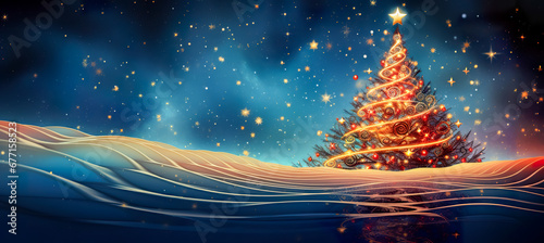 abstract of christmas tree background. Christmas Tree in snow. holiday decorations