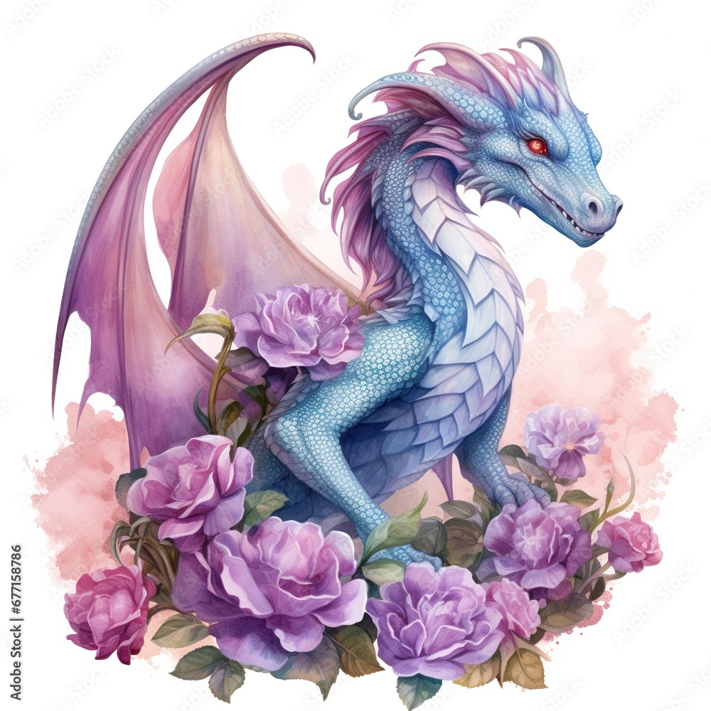 Obraz premium Enchanting watercolor dragons for clipart