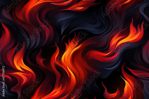 seamless pattern with red flame of fire on black background