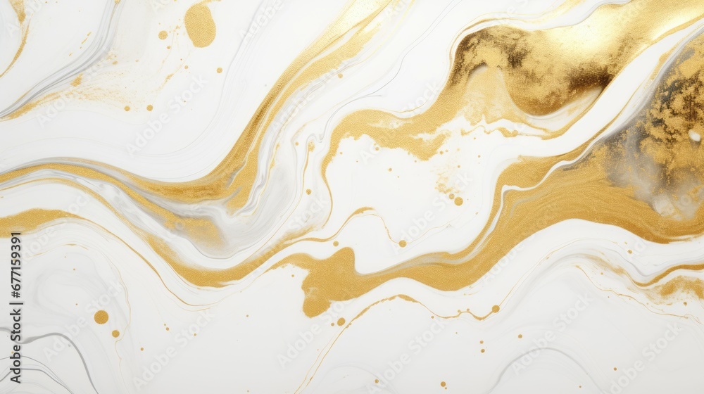 Marble with gold paint and a white background - obrazy, fototapety, plakaty 