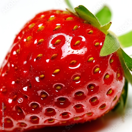 Wallpaper Mural Close-up detail of a fresh red strawberry with leaves Torontodigital.ca