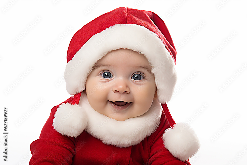 little child in santa costume on white background little child in santa costume on white background