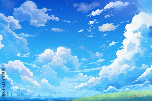 A playful blue sky rendered in the whimsical anime manner