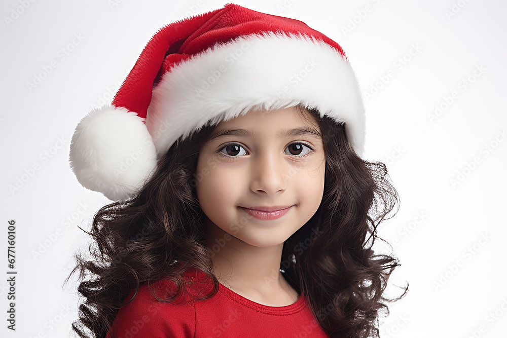 little child in santa costume on white background little child in santa costume on white background