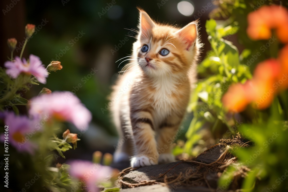 Obraz premium Garden Fantasy of a Playful Kitten