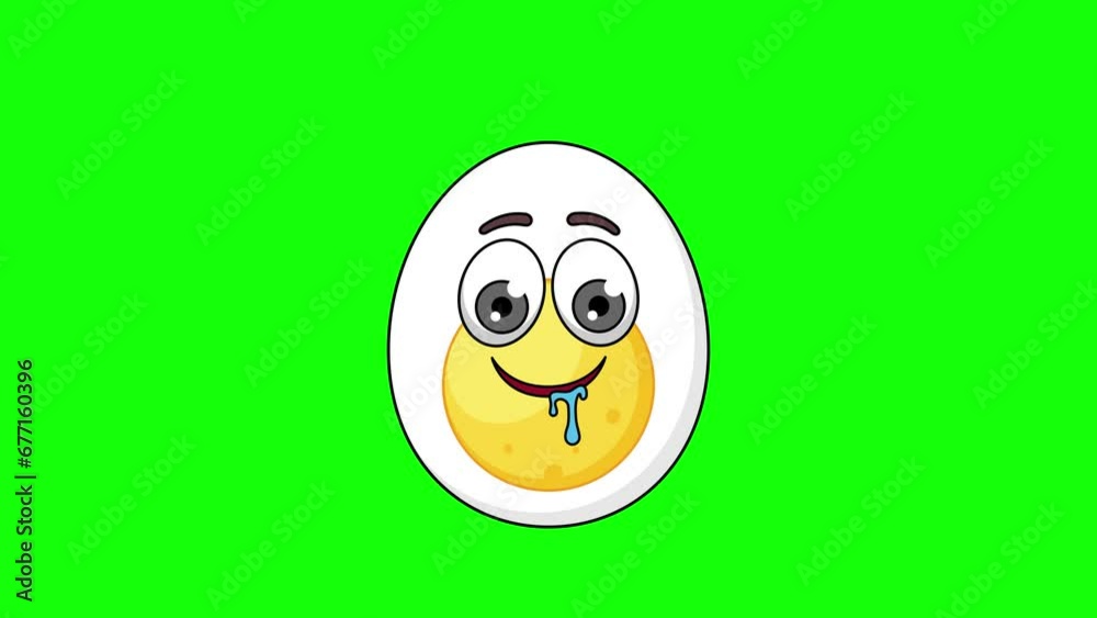 boiled egg cartoon with a drooling face, emoticon animation boiled egg cartoon with a drooling face, emoticon animation