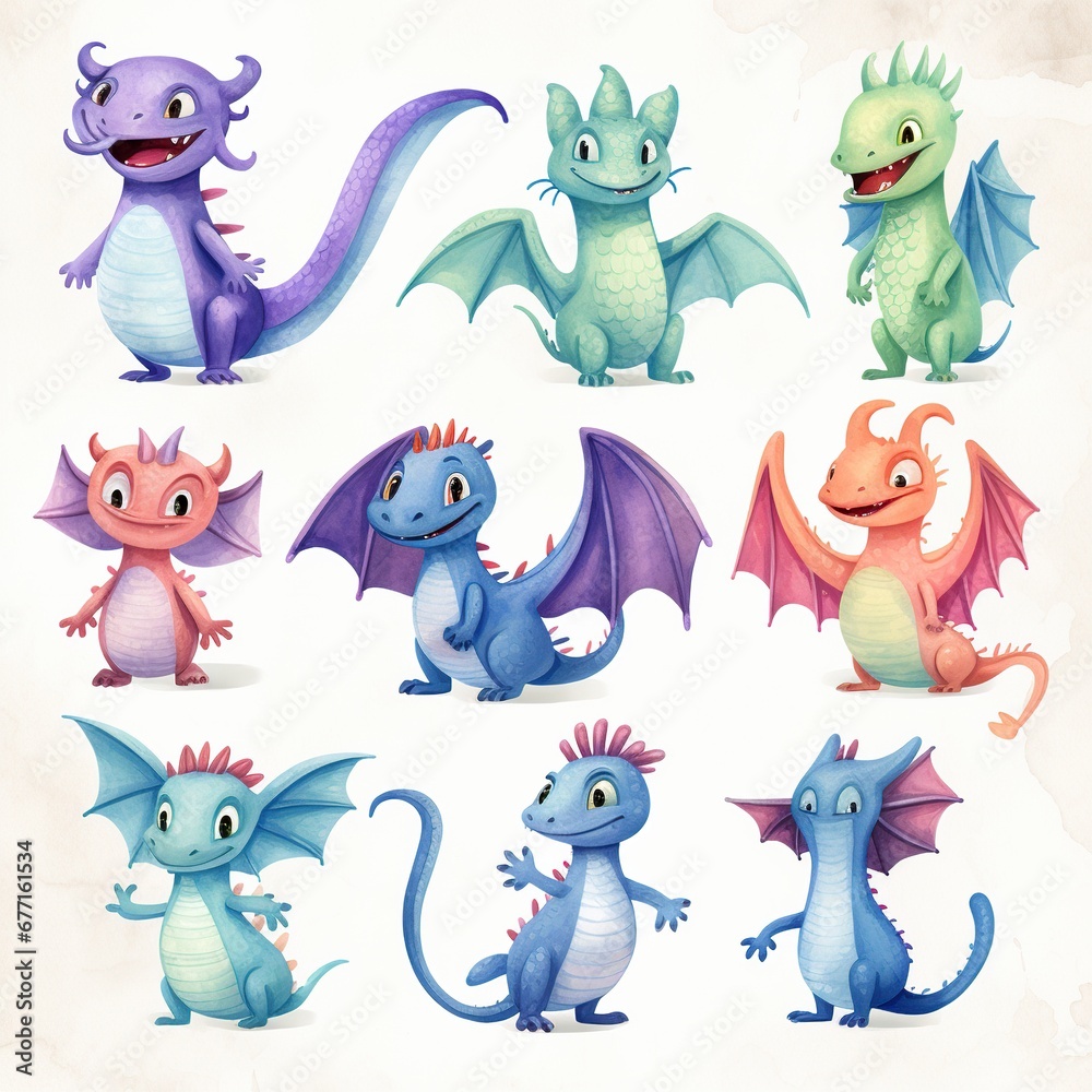 set of cartoon monsters set of cartoon monsters