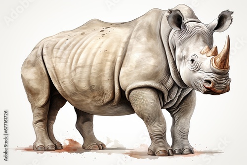 Radiant Rhino Clipart Watercolor Painting © Man888