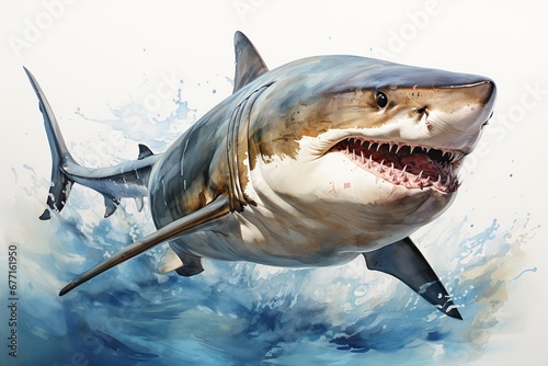 Smirking Shark Clipart Watercolor