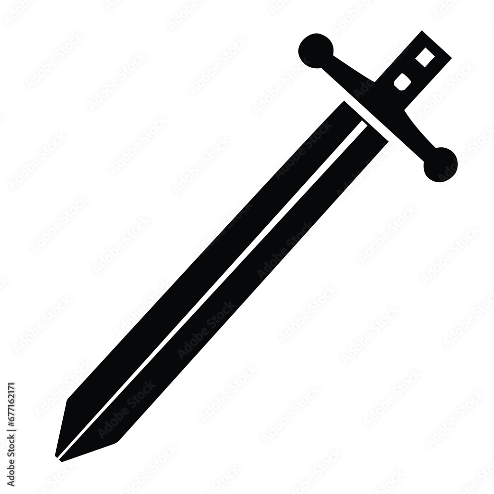 Sword black flat silhouette vector. Black sword isolated vector illustration. Sword black flat silhouette vector. Black sword isolated vector illustration.