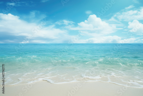 Beautiful sandy beach with blue sky background