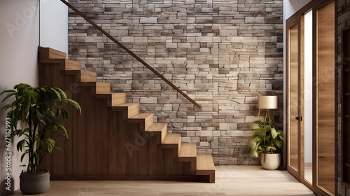 Elevated Elegarrnce  Loft Floor Home Decor Stone Cladding Serenity Captivating Dark Interiors AI Generative 
