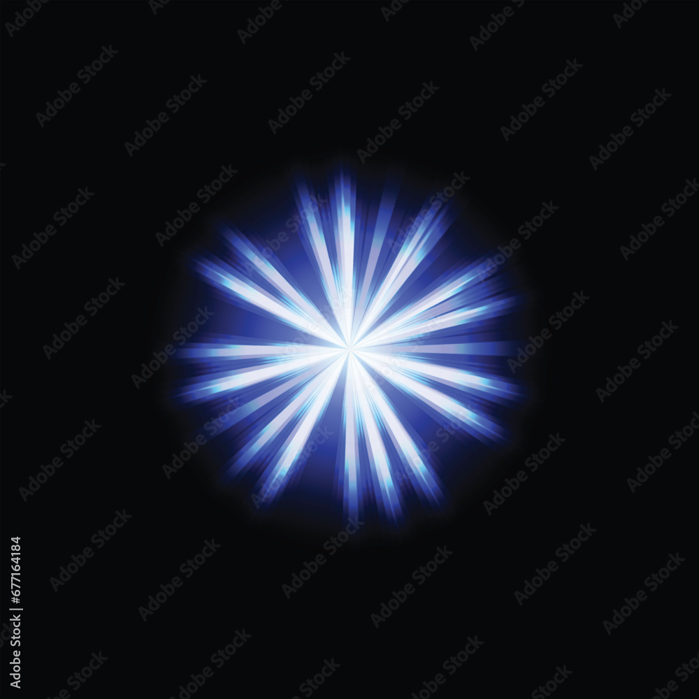 abstract of lighting for background. digital blue light lens flare in a dark background