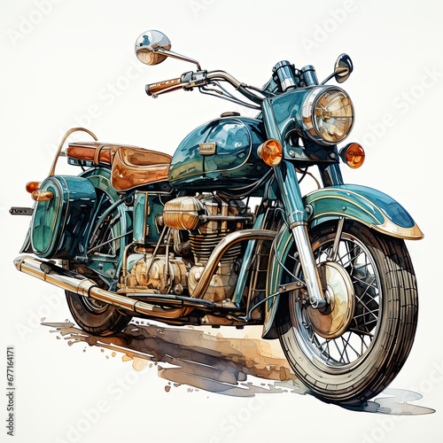 watercolor Motorcycle clipart  Generative Ai