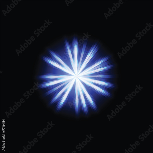 abstract of lighting for background. digital blue light lens flare in a dark background