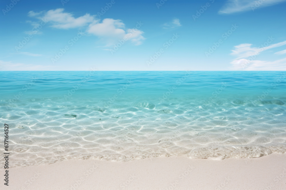 Beautiful sandy beach with blue sky background