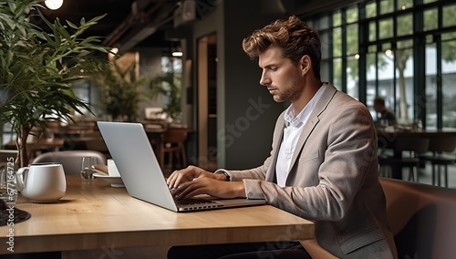 businessman working on laptop in the office