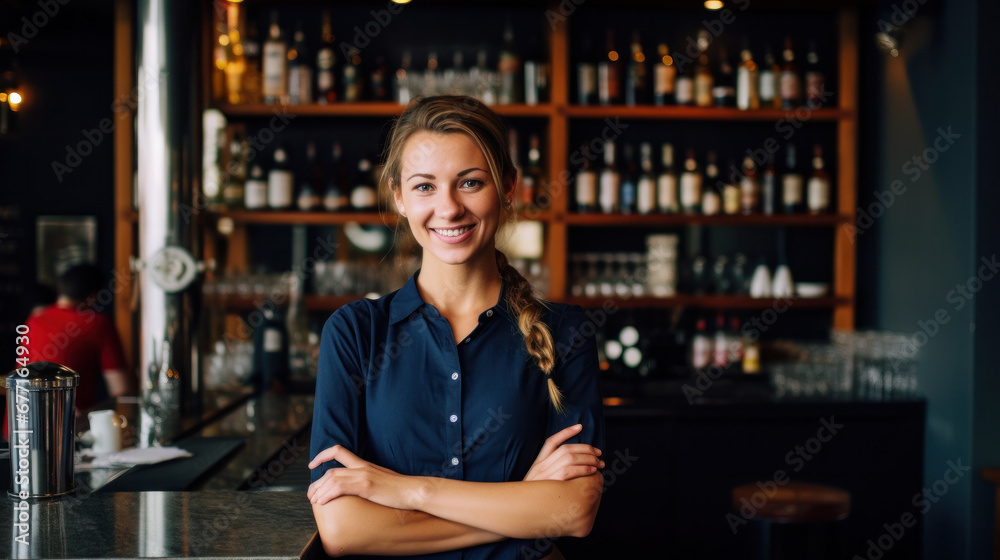 portrait of barkeeper created with Generative AI technology portrait of barkeeper created with Generative AI technology
