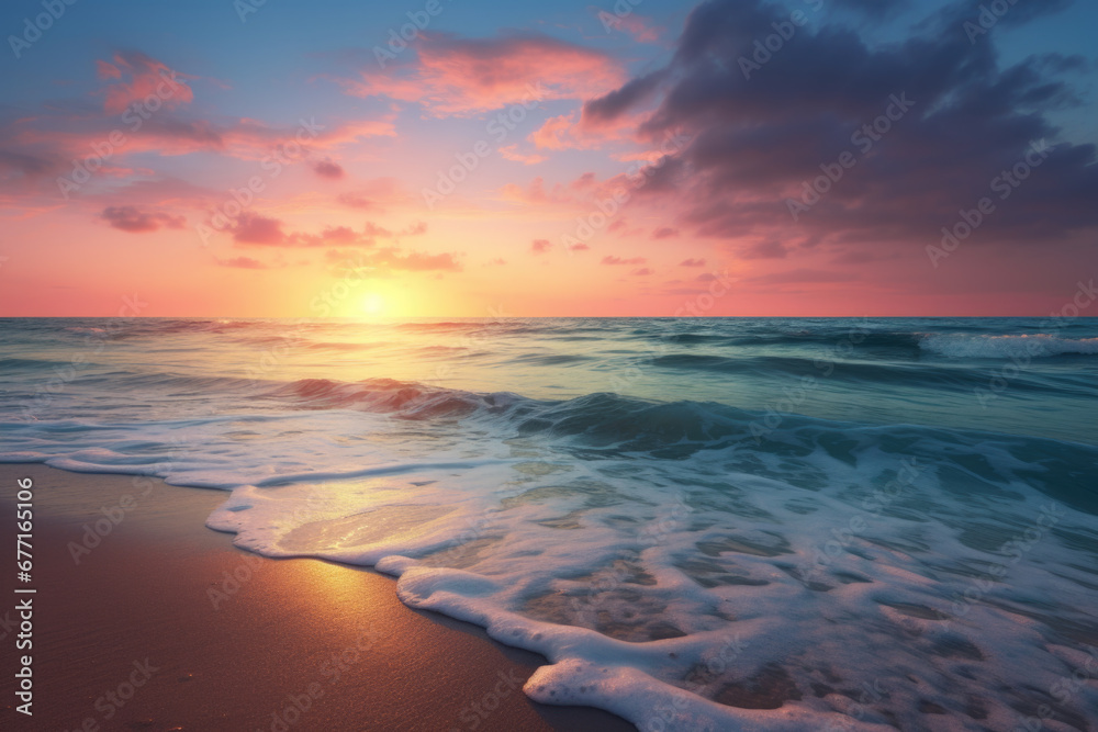 Beautiful sunset on the beach, seascape background Beautiful sunset on the beach, seascape background