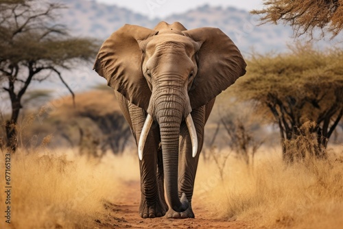 an elephant walking through a field © Muh