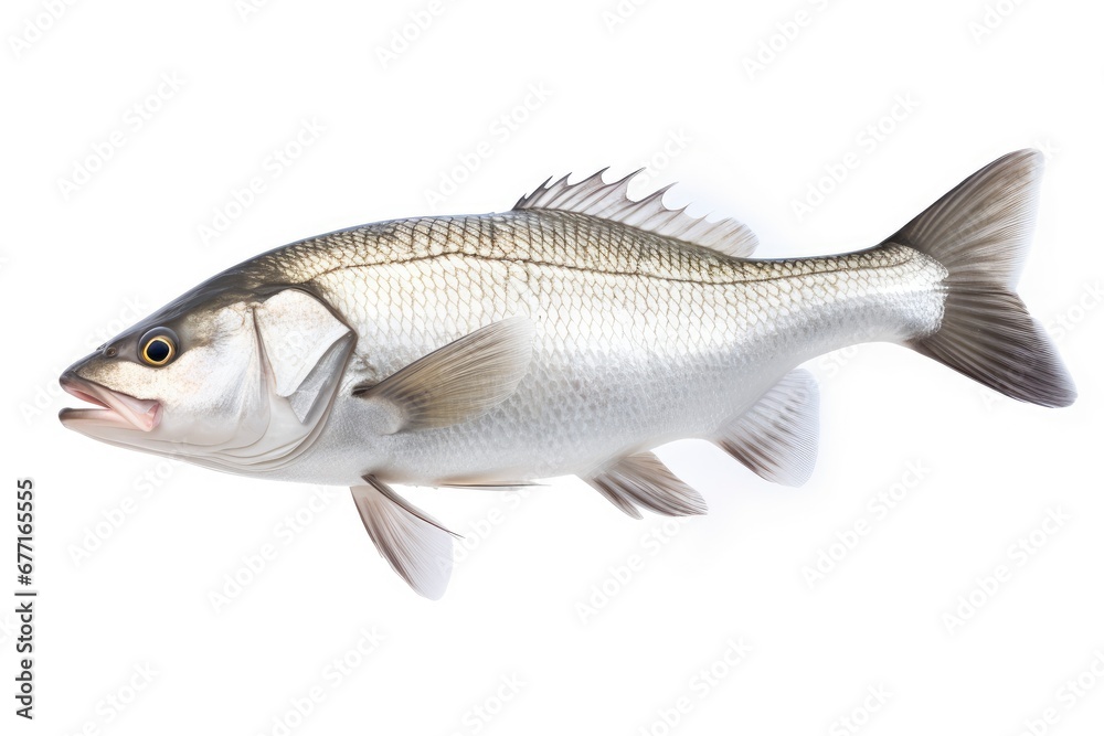 White Seabass Atractoscion Nobilis fish isolated on white background