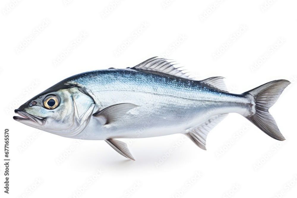 Bluefish Pomatomus saltatrix fish isolated on white background
