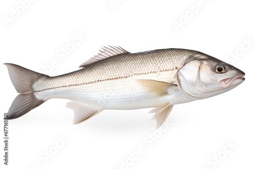 White Seabass Atractoscion Nobilis fish isolated on white background