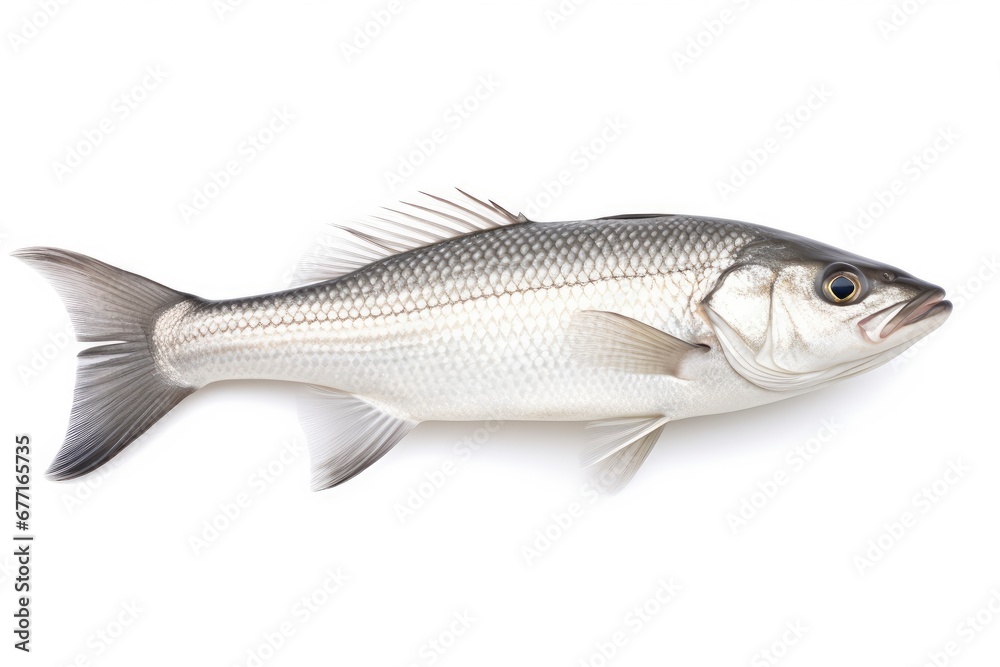 White Seabass Atractoscion Nobilis fish isolated on white background White Seabass Atractoscion Nobilis fish isolated on white background