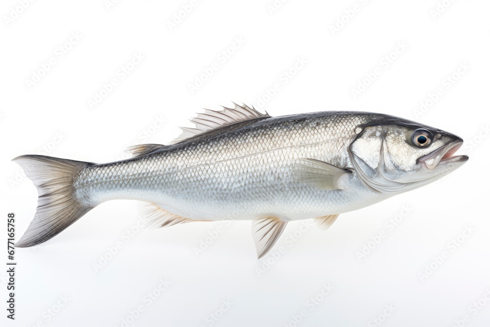 White Seabass Atractoscion Nobilis fish isolated on white background White Seabass Atractoscion Nobilis fish isolated on white background