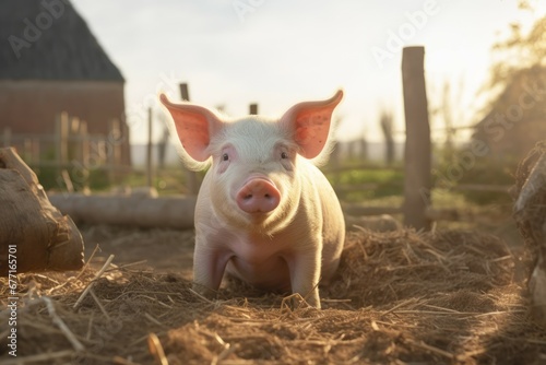 A Small pig standing in the farm © Muh