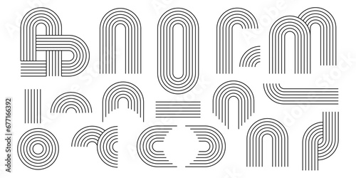 Set of zen arch line stripes, different arch, rainbow illustration 