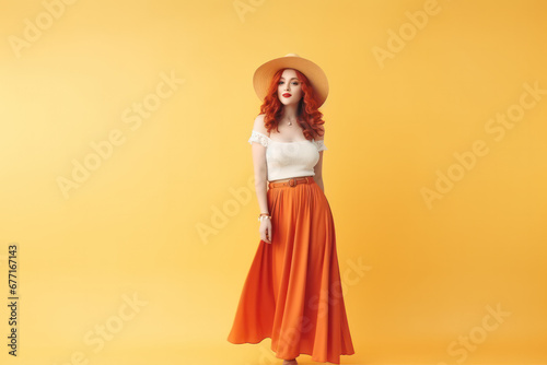 beautiful portrait of woman with red hair created with Generative AI technology