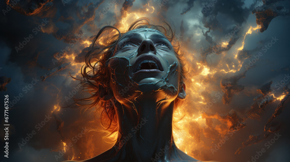 desperate person with depression created with Generative AI technology