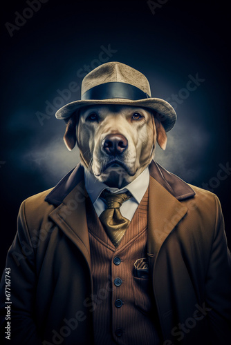 Dog in a detective costume.