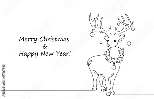  New Year s deer. One line