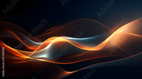 Abstract background with dynamic wavy lines on a dark background. Futuristic technology wallpaper.