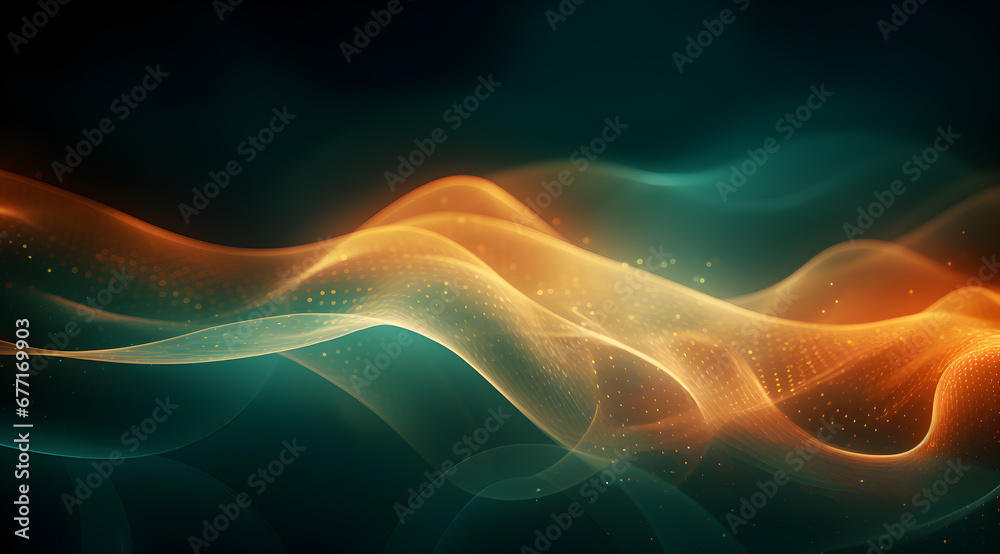 Obraz premium Abstract background with dynamic wavy lines on a dark background. Futuristic technology wallpaper.