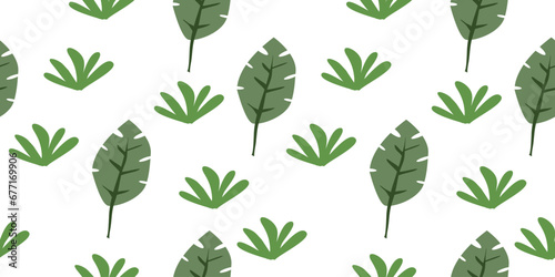 Vector seamless background. leaf pattern Seamless pattern hand-drawn with tropical leaves. floral seamless pattern with leaves The geometric pattern